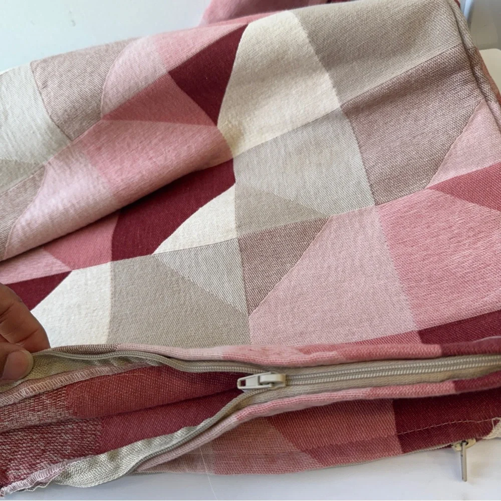 IKEA SVARTHO Pillow Covers 20x20 Geometric Mauve Pink Burgundy Cotton patchwork